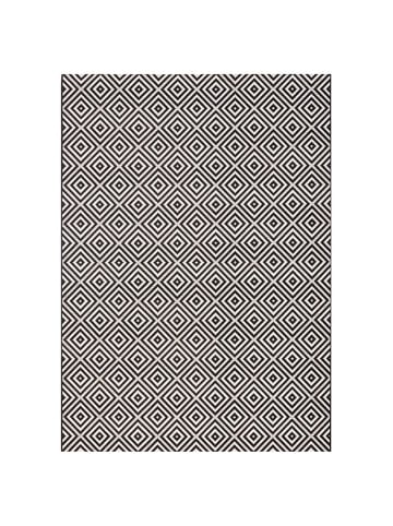 Indoor Outdoor Teppich Karo in Schwarz Creme