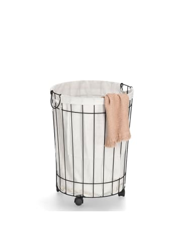 Zeller Metall Wäschekorb mit Rollen in Weiß, Ø 44 x 55 cm