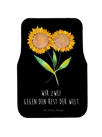 Mr. & Mrs. Panda Auto Fußmatte Blume Sonnenblume mit Spruch in Schwarz