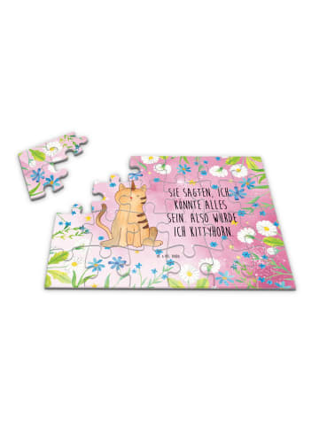 Mr. & Mrs. Panda Puzzle Einhorn Katze mit Spruch in Rot Pastell