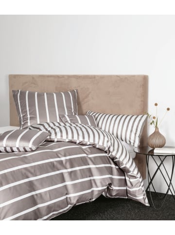 Janine Baumwoll Bettwäsche Modernclassic Streifenlook in vulkan