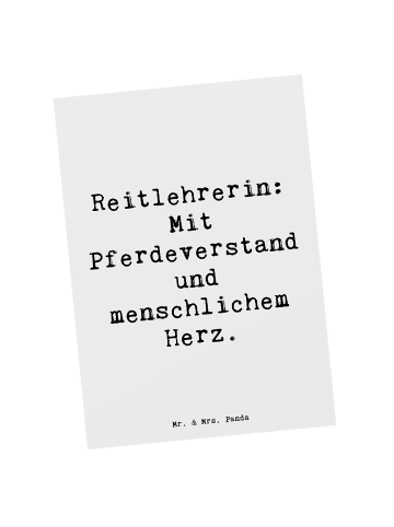 Mr. & Mrs. Panda Postkarte Spruch Reitlehrerin Herz mit Spruch in Weiß