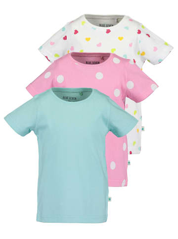 Blue Seven Mädchen T Shirt Set 3 teilig in Mehrfarbig