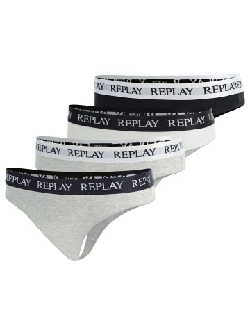 Replay String 4er Pack in Schwarz/Weiß/Grau