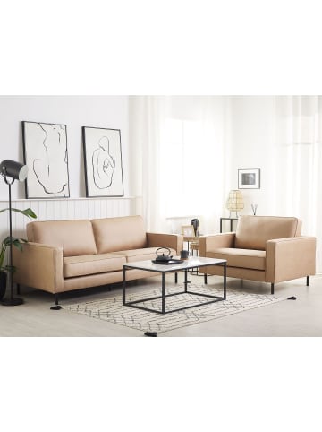 Beliani 2-tlg Sitzgruppe SAVALEN in Beige/Schwarz