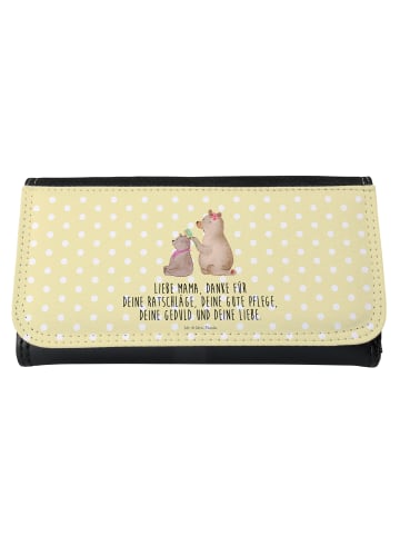 Mr. & Mrs. Panda Portemonnaie für Damen Bär Kind mit Spruch in Gelb Pastell