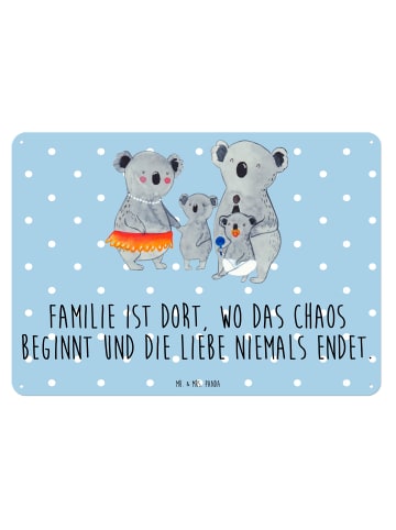 Mr. & Mrs. Panda Schild Koala Familie mit Spruch in Blau Pastell