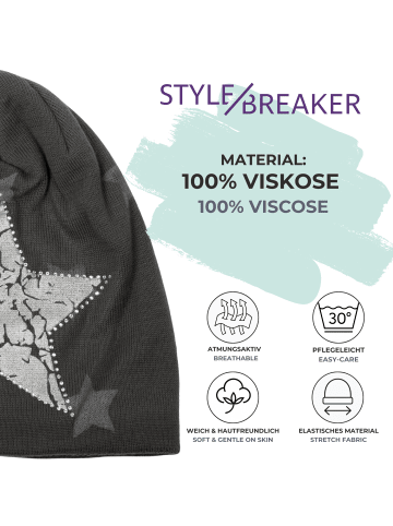 styleBREAKER Feinstrick Beanie Mütze in Hellgrau