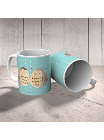 Mr. & Mrs. Panda Kindertasse Eulen Liebe ohne Spruch in Türkis Pastell