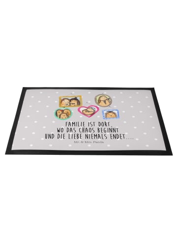 Mr. & Mrs. Panda Sauberlaufmatte Igel Familie mit Spruch in Grau Pastell
