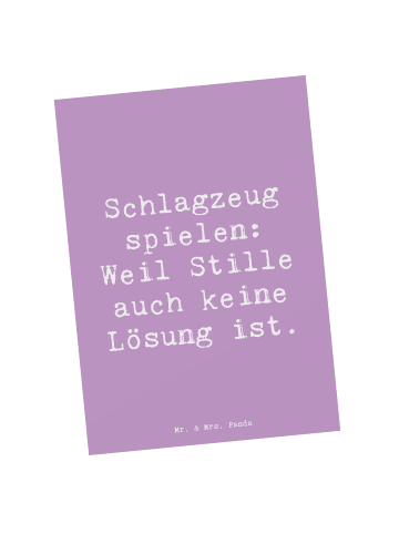 Mr. & Mrs. Panda Postkarte Spruch Schlagzeug Magie mit Spruch in Lavendeltraum