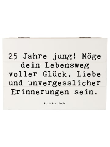 Mr. & Mrs. Panda Holzbox Spruch 25. Geburtstag Glück mit Spruch in Weiß