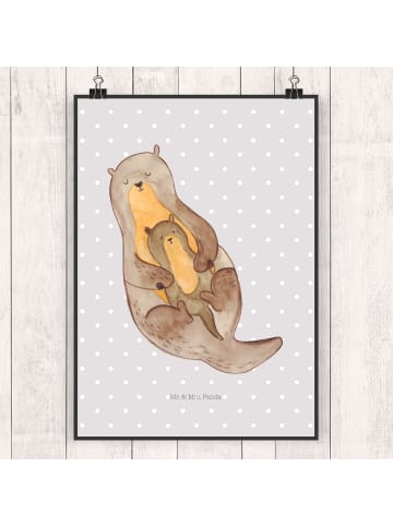 Mr. & Mrs. Panda Plakat Otter Kind ohne Spruch in Grau Pastell