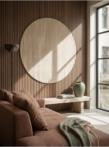KADIMA DESIGN Teppich rund Uni rutschhemmend weich wohnlich Wohnzimmer Schlafzimmer in Beige