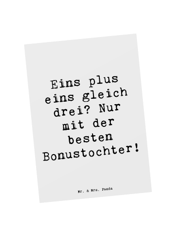 Mr. & Mrs. Panda Postkarte Beste Bonustochter mit Spruch in Weiß