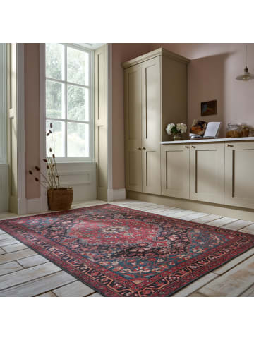 KADIMA DESIGN Waschbarer Teppich Medallion Muster, Orientalisch, Wohnzimmer in Rot