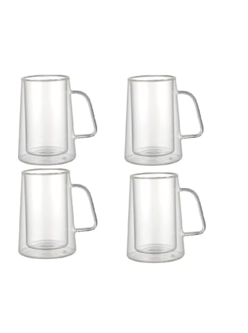COFI 1453 4 Tlg. Doppelwandige Gläser-Set mit Henkel 300 ml in Transparent