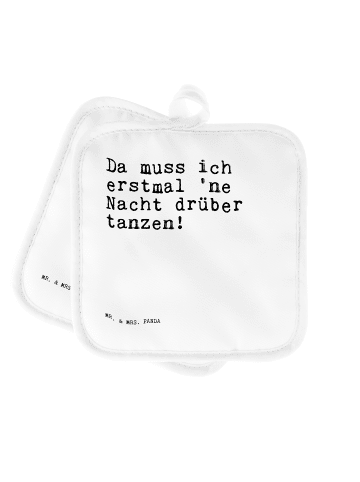 Mr. & Mrs. Panda Topflappen Da muss ich erstmal... mit Spruch in Weiß