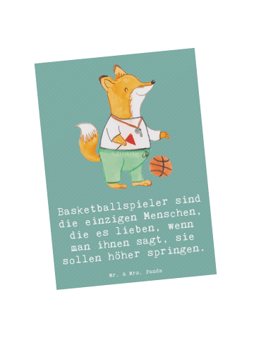 Mr. & Mrs. Panda Postkarte Basketball Motivation mit Spruch in Meeresbrise
