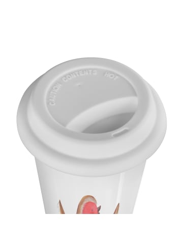 Mr. & Mrs. Panda Kaffeebecher Rotkehlchen Weihnachten mit Spruch in Weiß