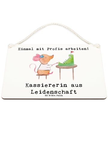 Mr. & Mrs. Panda Schild Kassiererin Leidenschaft mit Spruch in Weiß