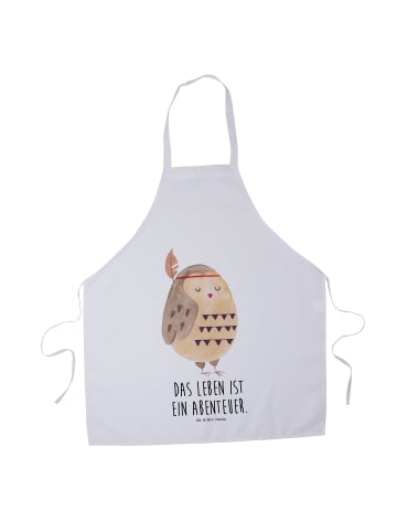 Mr. & Mrs. Panda Backschürze Eule Federschmuck mit Spruch in Weiß