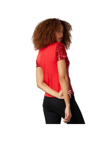 tectake Damen-Shirt mit kurzen Ärmeln und Rundhalsausschnitt, bordeaux