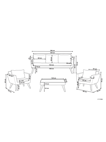 Beliani 4-tlg Lounge Set VITTORIA XL in Beige/Weiß/Braun