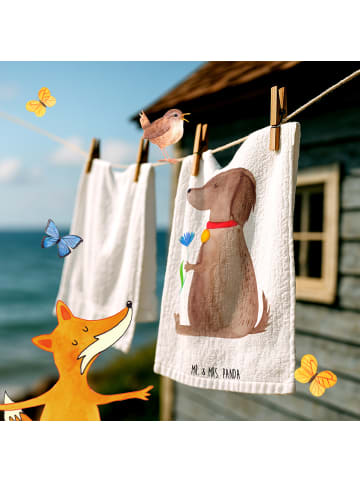 Mr. & Mrs. Panda Handtuch Gäste-WC Hund Blume ohne Spruch in Weiß