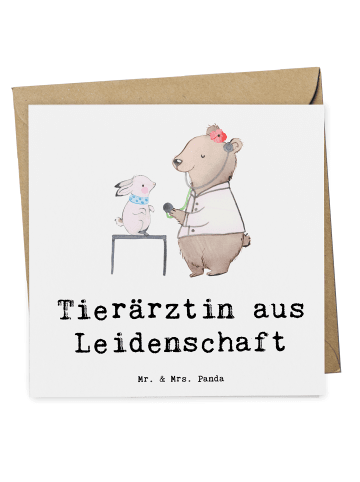 Mr. & Mrs. Panda Deluxe Karte Tierärztin Leidenschaft mit Spruch in Weiß