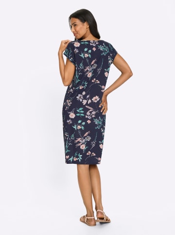 Sieh an! Jersey-Kleid in marine-hellrosé-bedruckt
