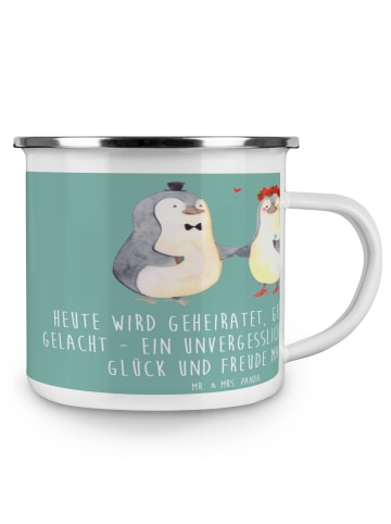 Mr. & Mrs. Panda Trinkbecher Hochzeitsfeier Freude mit Spruch in Meeresbrise