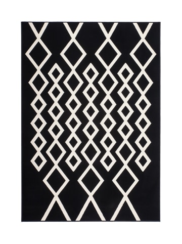 Kayoom Wohnzimmer Teppich – Kurzflorteppich Lina 425 120 x 170 cm in schwarz - creme - rechteckig