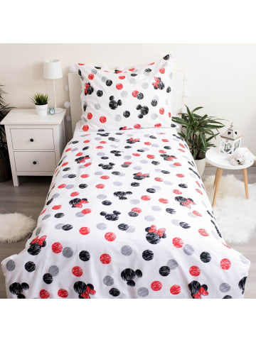 JERRY FABRICS Disney Minnie Maus in Love Partner Bettwäsche Micky 140x200 + 70x90 cm