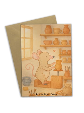 Mr. & Mrs. Panda neujahrskarte Maus Töpfern Design ohne Spruch in Weiß