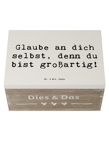 Mr. & Mrs. Panda Box aus Holz Spruch Selbstvertrauen stärken mit... in Weiß