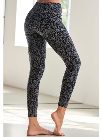 H.I.S Leggings in schwarz-bedruckt, schwarz-uni