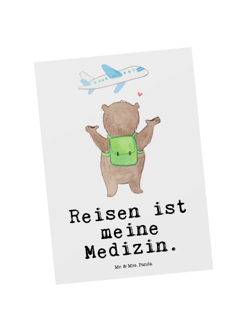 Mr. & Mrs. Panda Postkarte Bär Reisen mit Spruch in Weiß