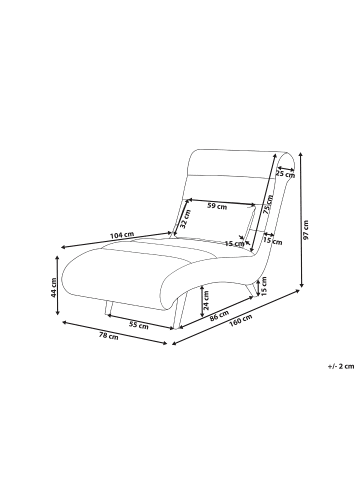 Beliani 2-tlg Chaiselongue RIVES in Weiß/Braun