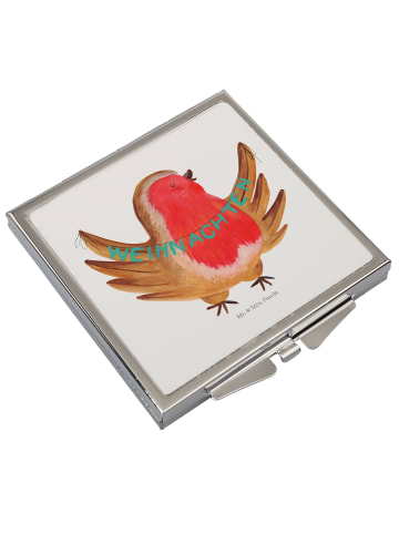 Mr. & Mrs. Panda Schminkspiegel Rotkehlchen Weihnachten ohne Spruch in Weiß