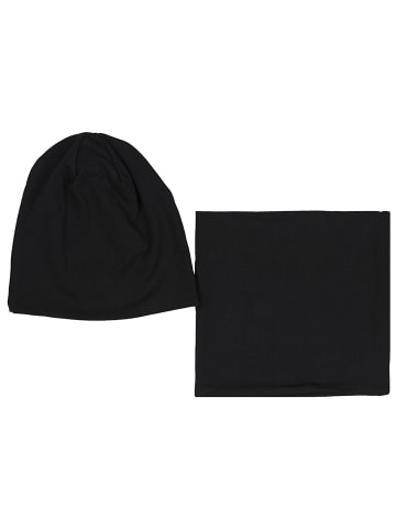 TupTam Unisex Set Kinder Beanie Mütze Schlauchschal in schwarz