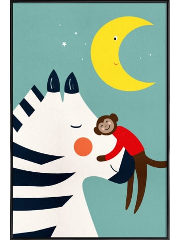 Juniqe Poster in Kunststoffrahmen "Goodnight Hug" in Bunt