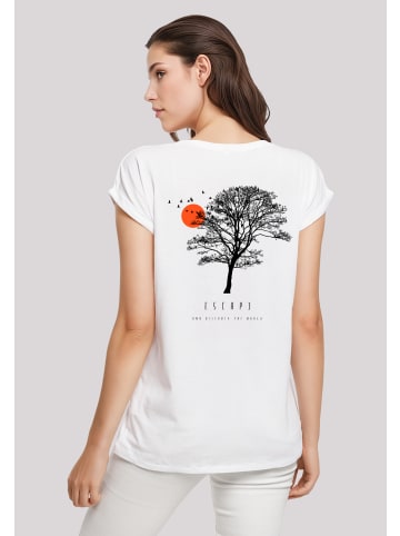 F4NT4STIC Extended Shoulder T-Shirt Escape Discover the World Tree Birds in weiß