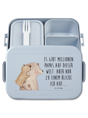 Mr. & Mrs. Panda Bentobox Papa Bär Motiv mit Spruch in Blau Pastell