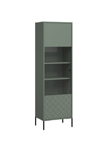 Feldmann-Wohnen Vitrine Vitoria grün schwarz 54 / 38 / 180cm