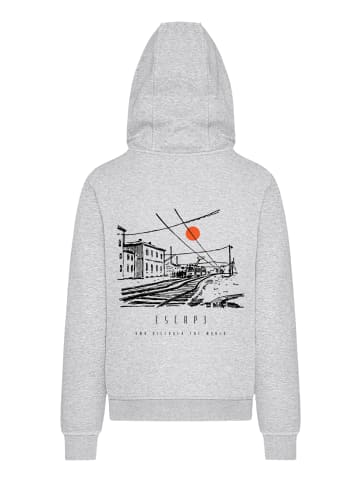 F4NT4STIC Hoodie Escape Discover the World Town Train Station in grau meliert