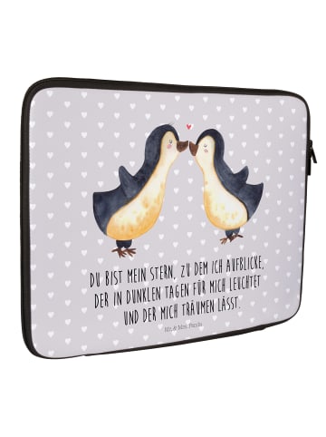 Mr. & Mrs. Panda Notebook Tasche Pinguin Liebe mit Spruch in Grau Pastell