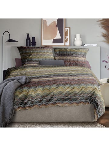 Irisette Mako-Satin Bettwäsche in aubergine-grau-bunt