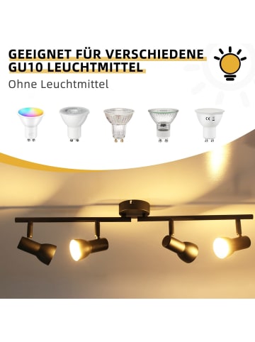 ZMH Deckenleuchte in Schwarz 4-flammige GU10 Modern Metall Flurlampe