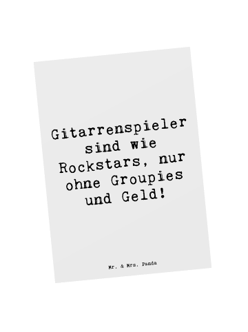 Mr. & Mrs. Panda Postkarte Spruch Gitarre Helden mit Spruch in Weiß